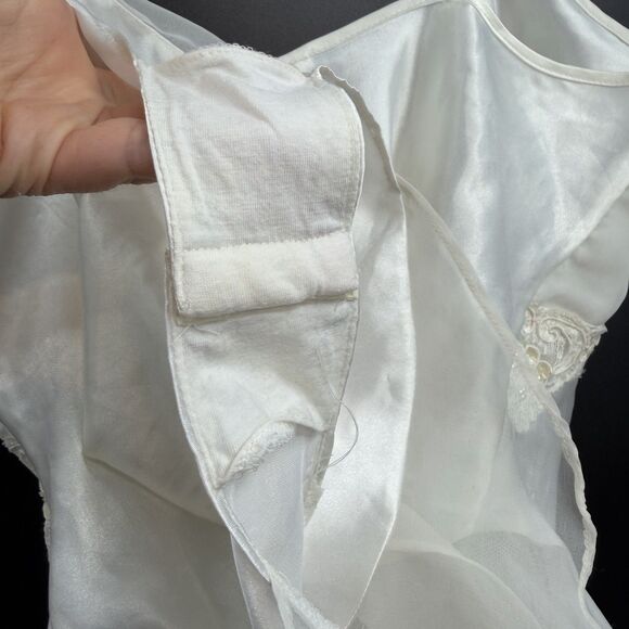 VTG 90s Victorias Secret Satin Lace Sequin Bodysuit Teddy White Bridal Lingerie - Picture 7 of 8
